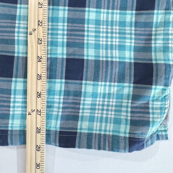 L.L. Bean Fleece-Lined Flannel Hoodie Women's Medium Blue Plaid Cotton Jacket - Picture 9 of 14